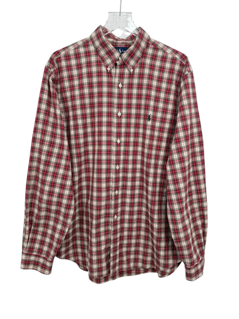 Ralph Lauren shirt 17 XL classic red check plaid button down long sleeve pony